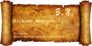 Birkner Nesztor névjegykártya